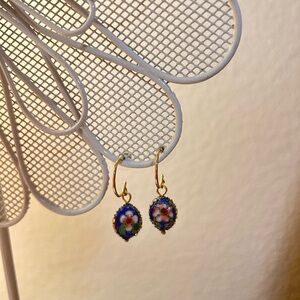 Blue Cloisonné Floral Earrings